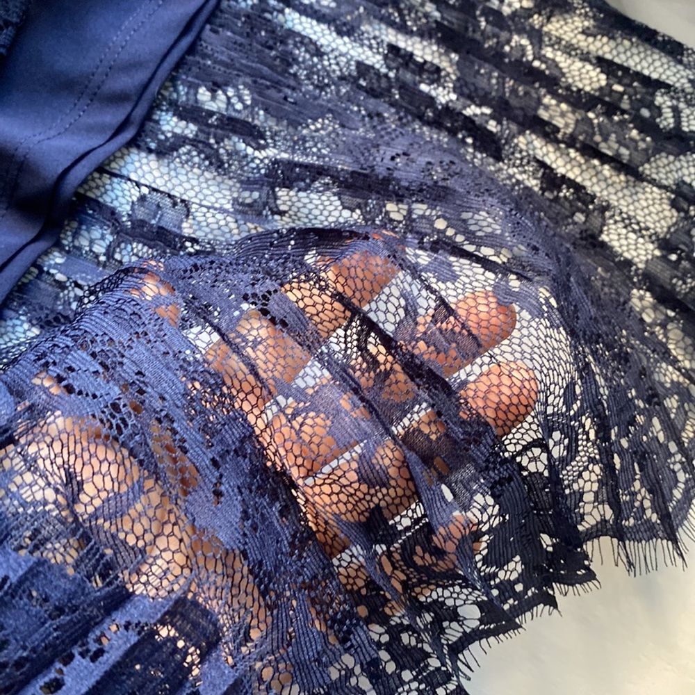 H&M lace navy pleated midi skirt Size 2 NWT blue - Picture 8 of 12
